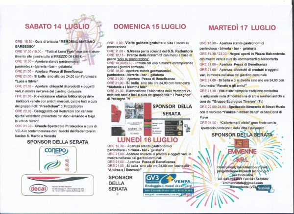 programma redentore 2018 retro